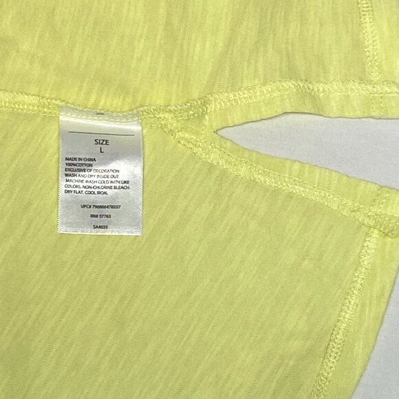 Sleeveless Tie V Neck Crochet Lace Front Tunic Tank Top Yellow NWT L - Picture 11 of 11